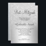 Silver glitter ombre metallic foil Bat Mitzvah Invitation<br><div class="desc">A chic and luxurious silver glitter ombre metallic foil design with elegant calligraphy typography for a Bat Mitzvah invitation .</div>