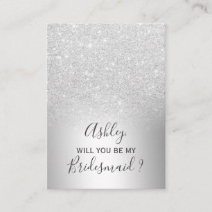 Silver glitter ombre metallic foil bridesmaid enclosure card