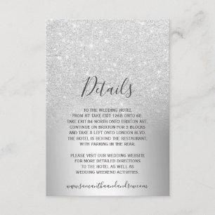 Silver glitter ombre metallic foil details enclosure card