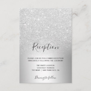 Silver glitter ombre metallic foil reception enclosure card