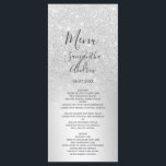 Silver glitter ombre metallic foil wedding menu<br><div class="desc">A chic and luxurious silver glitter ombre metallic foil wedding dinner menu with elegant calligraphy typography.</div>