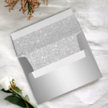 Silver glitter ombre metallic wedding address