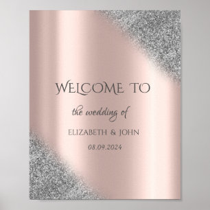 Silver Glitter Ombre Rose Gold Wedding Poster