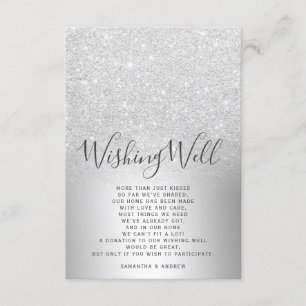 Silver glitter ombre wishing well wedding enclosure card