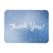 Silver glitter on blue background Thank You