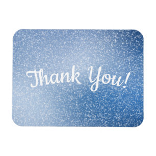 Silver glitter on blue background Thank You Magnet