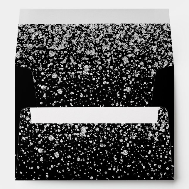 Silver Glitter on Pure Black Envelope (Back (Bottom))