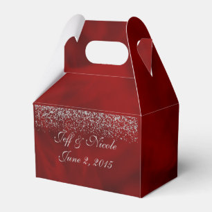 Silver Glitter on Red Wedding Party Favour Box