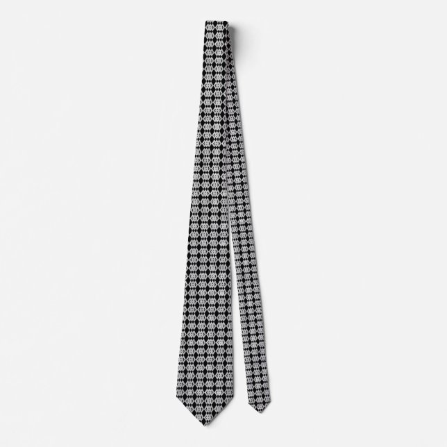 Silver Glitter Overlap Diamond Pattern Tie (Front)