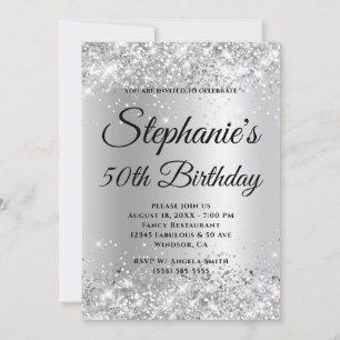 Silver Glitter Pale Grey Gradient Invitation