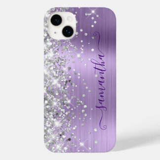 Silver Glitter Pale Lavender Glam Girly Signature Case-Mate iPhone 14 Plus Case