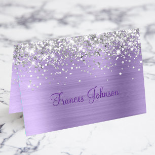 Silver Glitter Pale Purple Faix Foil Place Cards