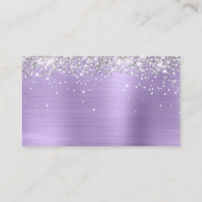 Silver Glitter Pale Purple Foil Blank Place Card (Back)
