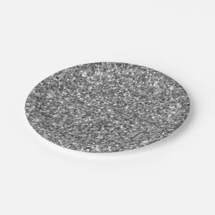 Silver Glitter Paper Plate