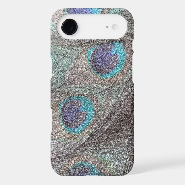 Silver glitter peacock feathers Case-Mate iPhone case (Back)