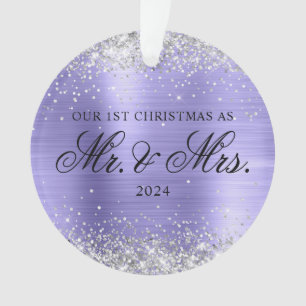 Silver Glitter Periwinkle Foil Our 1st Christmas Ornament
