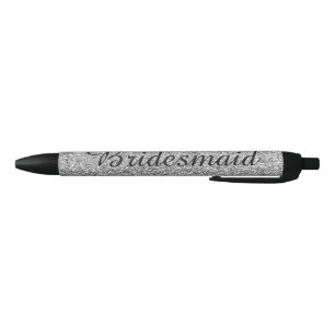 Silver Glitter Personalised Bridesmaid Blue Ink Pen
