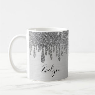 Silver Glitter Personalised Ceramic Coffee Mug