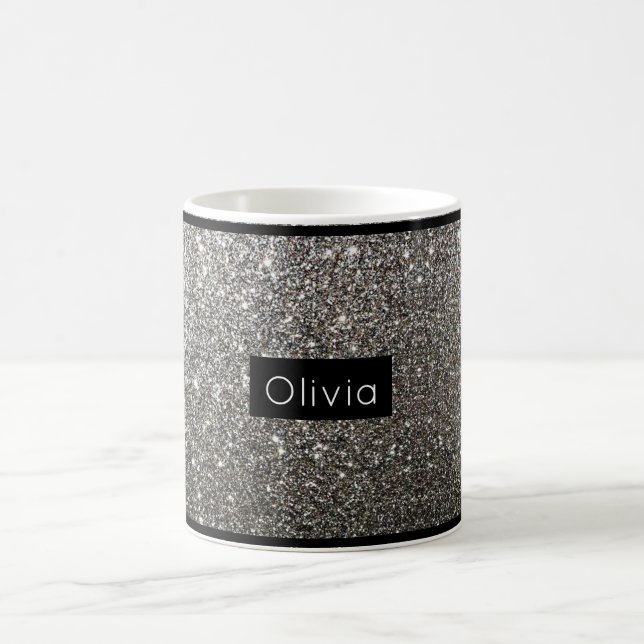 Silver Glitter Personalised Name Coffee Mug (Center)
