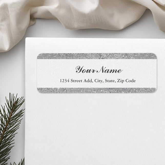 Silver Glitter Personalised Return Address (Creator Uploaded)
