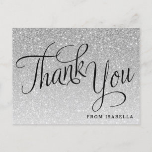 Silver Glitter Personalised Thank you Postcard
