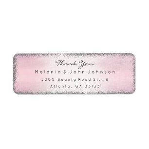 Silver Glitter Pink Thank You RSVP Delicate