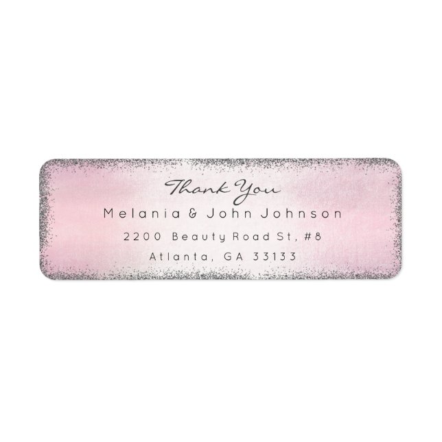 Silver Glitter Pink Thank You RSVP Delicate (Front)