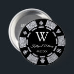 Silver Glitter Poker Chip Casino Wedding Favour 7.5 Cm Round Badge<br><div class="desc">Celebrate in style with this trendy poker chip button. The design is easy to personalise with your own wording and your family and friends will be thrilled when they receive this fabulous party favour. Matching items can be found in the collection.</div>