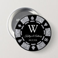 Silver Glitter Poker Chip Casino Wedding Favour