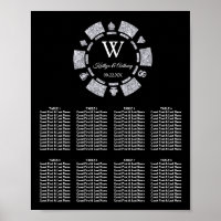 Silver Glitter Poker Chip Casino Wedding