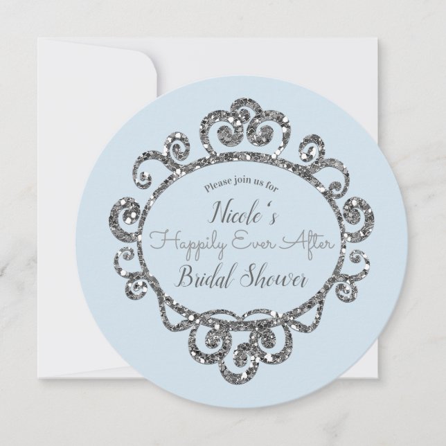 Silver Glitter Princess Party Bridal Shower Invitation (Front)