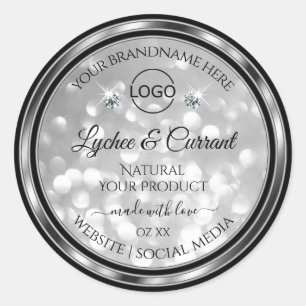 Silver Glitter Product Label Sparkle Diamonds Logo