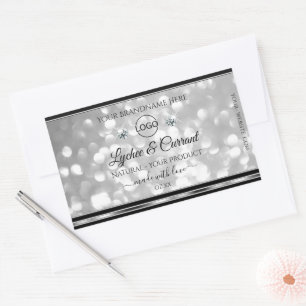 Silver Glitter Product Label Sparkle Diamonds Logo