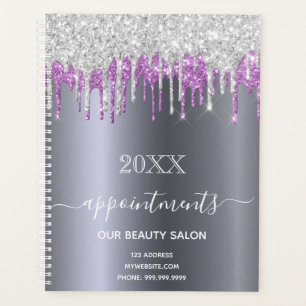 Silver glitter purple beauty salon appointments planner