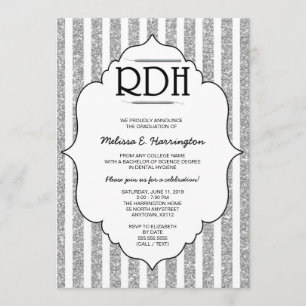 Silver Glitter RDH graduation dental hygienist Invitation