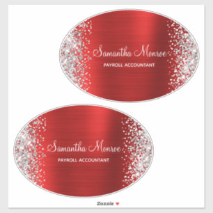 Silver Glitter Red Foil Name Title Name