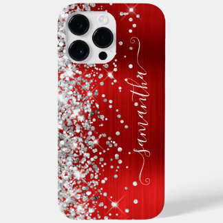 Silver Glitter Red Glam Girly Signature Case-Mate iPhone 14 Pro Max Case