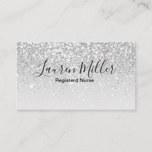 Silver Glitter Registered Nurse Business Card