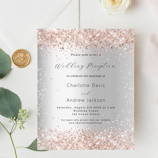 Silver glitter rose gold budget wedding reception (Creator Uploaded)