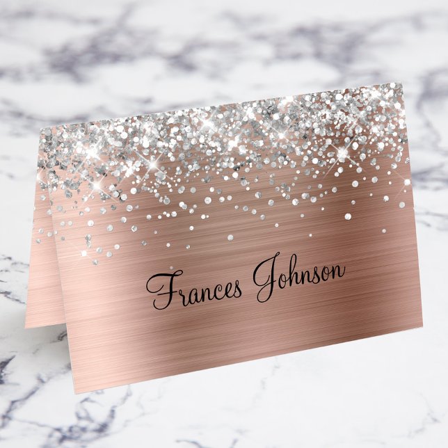 Silver Glitter Rose Gold Individual Place Cards (Silver Glitter Rose Gold Individual Place Cards)