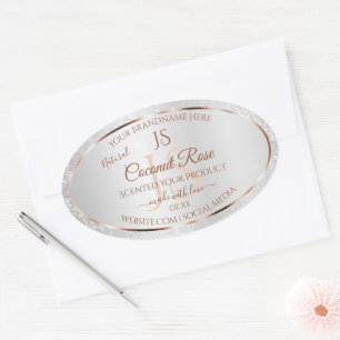 Silver Glitter Rose Gold Product Labels Initials