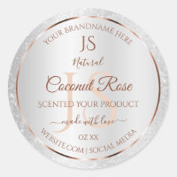 Silver Glitter Rose Gold Product Labels Initials