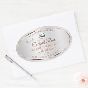 Silver Glitter Rose Gold Product Labels with Logo
