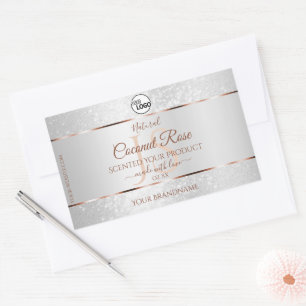 Silver Glitter Rose Gold Product Labels with Logo