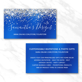 Silver Glitter Royal Blue Blur Online Store Business Card