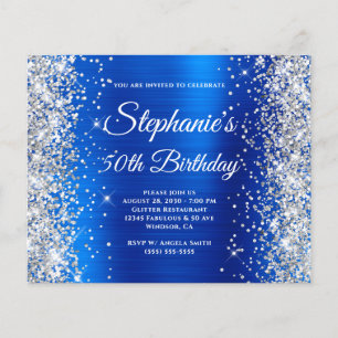 Silver Glitter Royal Blue Foil 50th Birthday Flyer