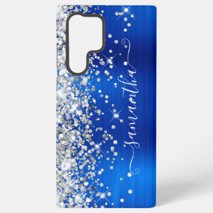Silver Glitter Royal Blue Girly Signature Samsung Galaxy Case