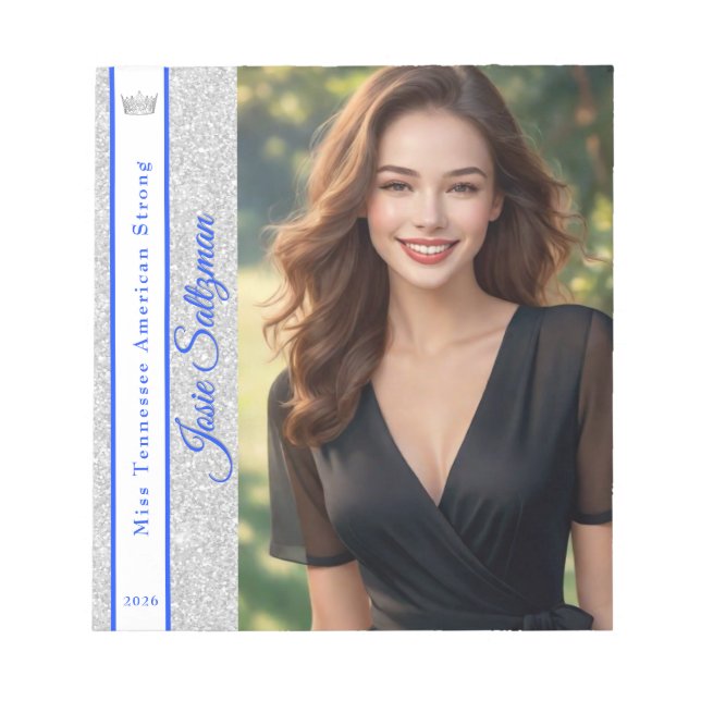 Silver Glitter Sash Autograph Notepad (Front)