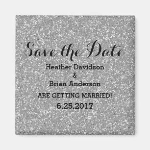 Silver Glitter Save the Date Magnet