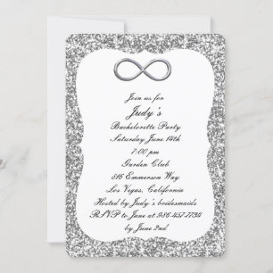 Silver Glitter Silver Infinity Bachelorette Party Invitation